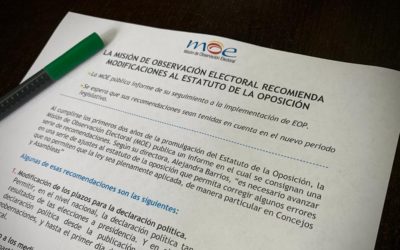 MOE recomienda modificaciones al estatuto de la oposición