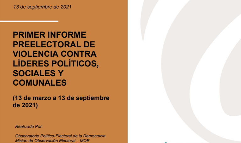 Primer informe preelectoral de violencia contra líderes políticos, sociales y comunales