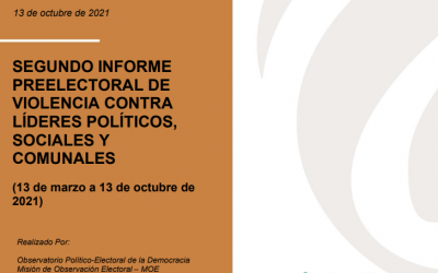 Segundo informe preelectoral de violencia contra líderes políticos, sociales y comunales