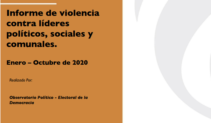 Informe de violencia contra líderes políticos, sociales y comunales