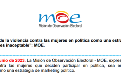 “El uso de la violencia contra las mujeres en política como una estrategia de marketing político, es inaceptable”: MOE