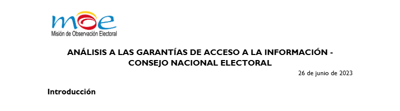 Análisis a las garantías de acceso a la información- Consejo Nacional Electoral