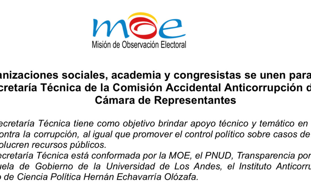 Organizaciones sociales, academia y congresistas se unen para crear la Secretaría Técnica de la Comisión Accidental Anticorrupción de de la Cámara de Representantes