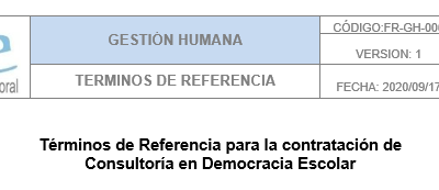 Términos de Referencia para la contratación de Consultoría en Democracia Escolar