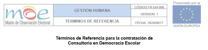 Términos de Referencia para la contratación de Consultoría en Democracia Escolar