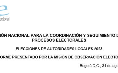 Sexto informe presentado por la MOE en la Comisión Nacional para la Coordinación y Seguimiento de los Procesos Electorales