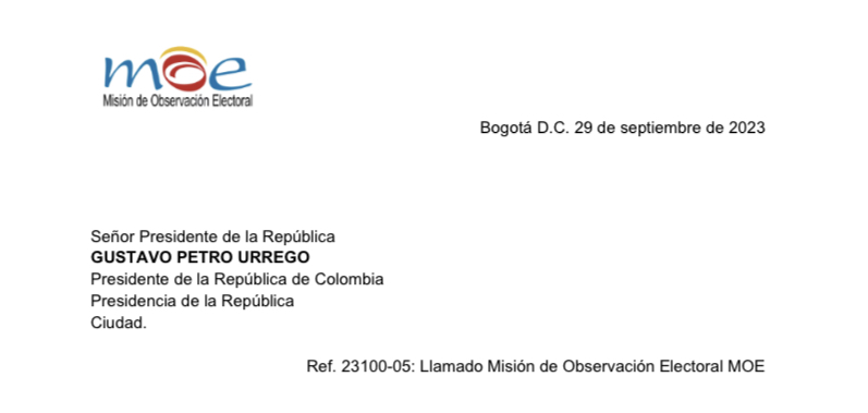 Llamado de la Misión de Observación Electoral MOE