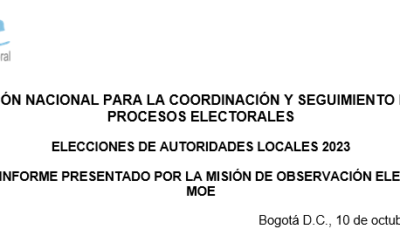 Octavo informe presentado por la MOE a la  Comisión Nacional para la Coordinación y seguimiento de los procesos electorales