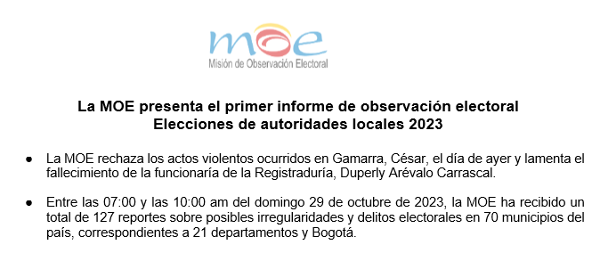 La MOE presenta el primer informe de observación electoral