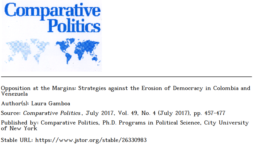 #Recomendado Red-OIE – Opposition at the Margins: Strategies against the Erosion of Democracy in Colombia and Venezuela