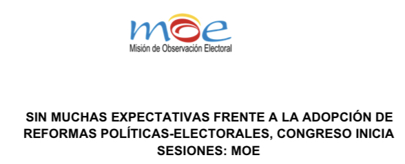 Sin muchas expectativas frente a la adopción de reformas políticas-electorales, Congreso inicia sesiones: MOE