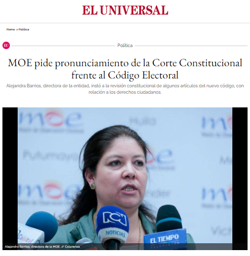 MOE pide pronunciamiento de la Corte Constitucional frente al Código Electoral
