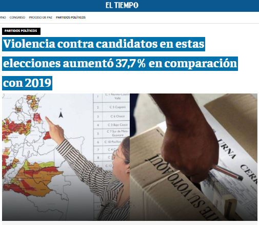 Violencia contra candidatos en estas elecciones aumentó 37,7 % en comparación con 2019
