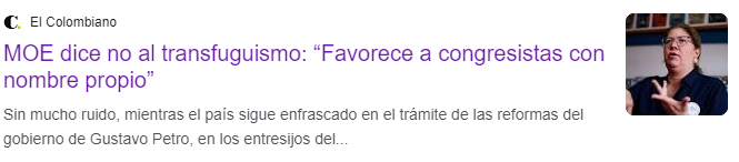 MOE dice no al transfuguismo: “Favorece a congresistas con nombre propio”- Vía El Colombiano