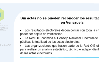 Sin actas no se pueden reconocer los resultados electorales en Venezuela