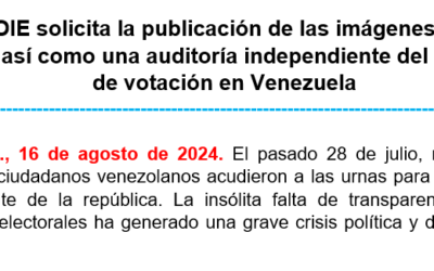 #Comunicado – Red OIE solicita la publicación de las imágenes de las actas, así como una auditoría independiente del sistema de votación en Venezuela