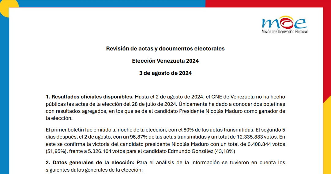 Revisión de actas y documentos electorales: Elección Venezuela 2024