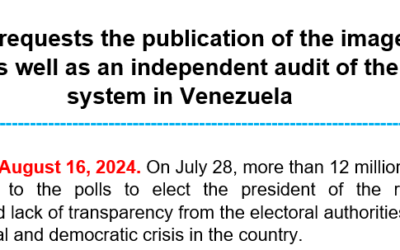 #Press release – Red OIE requests the publication of the images of the records, as well as an independent audit of the voting system in Venezuela
