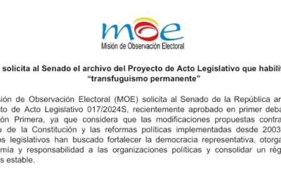 MOE solicita al Senado el archivo del Proyecto de Acto Legislativo que habilitaría el“transfuguismo permanente”