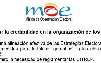 MOE llama a preservar la credibilidad en la organización de los procesos electorales