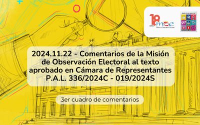 2024.11.22 – Comentarios de la Misión de Observación Electoral al texto aprobado en Cámara de Representantes  P.A.L. 336/2024C – 019/2024S (3era versión)