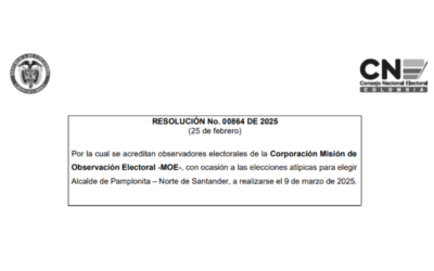 Resolución de acreditación a Observadores Electorales para las Elecciones Atípicas de Pamplonita, Norte de Santander