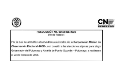 Resoluciones de acreditación a Observadores Electorales para las Elecciones Atípicas de Putumayo