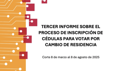 Tercer informe sobre el proceso de inscripción de cédulas para votar por cambio de residencia (Corte: 8 de marzo al 8 de agosto de 2025)